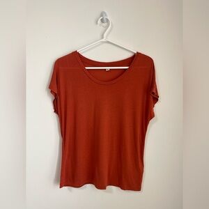 Uniqlo Orange Linen Blend T-Shirt Loose Tee